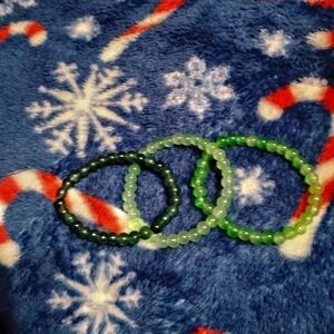 Handmade three piece pretty cute colorful light green and green bracelet set